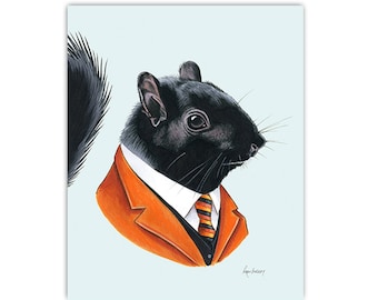 Black Squirrel art print by Ryan Berkley Illustration 5x7