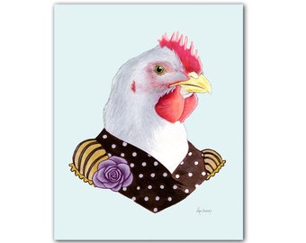 Hen art print 8x10