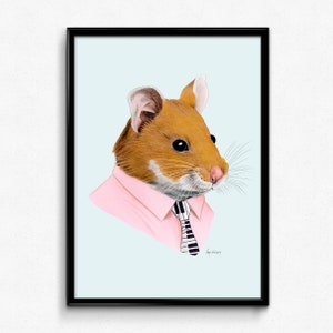 Hamster art print Animals in Clothes Animal Art Pet Portrait Ryan Berkley Illustration image 2