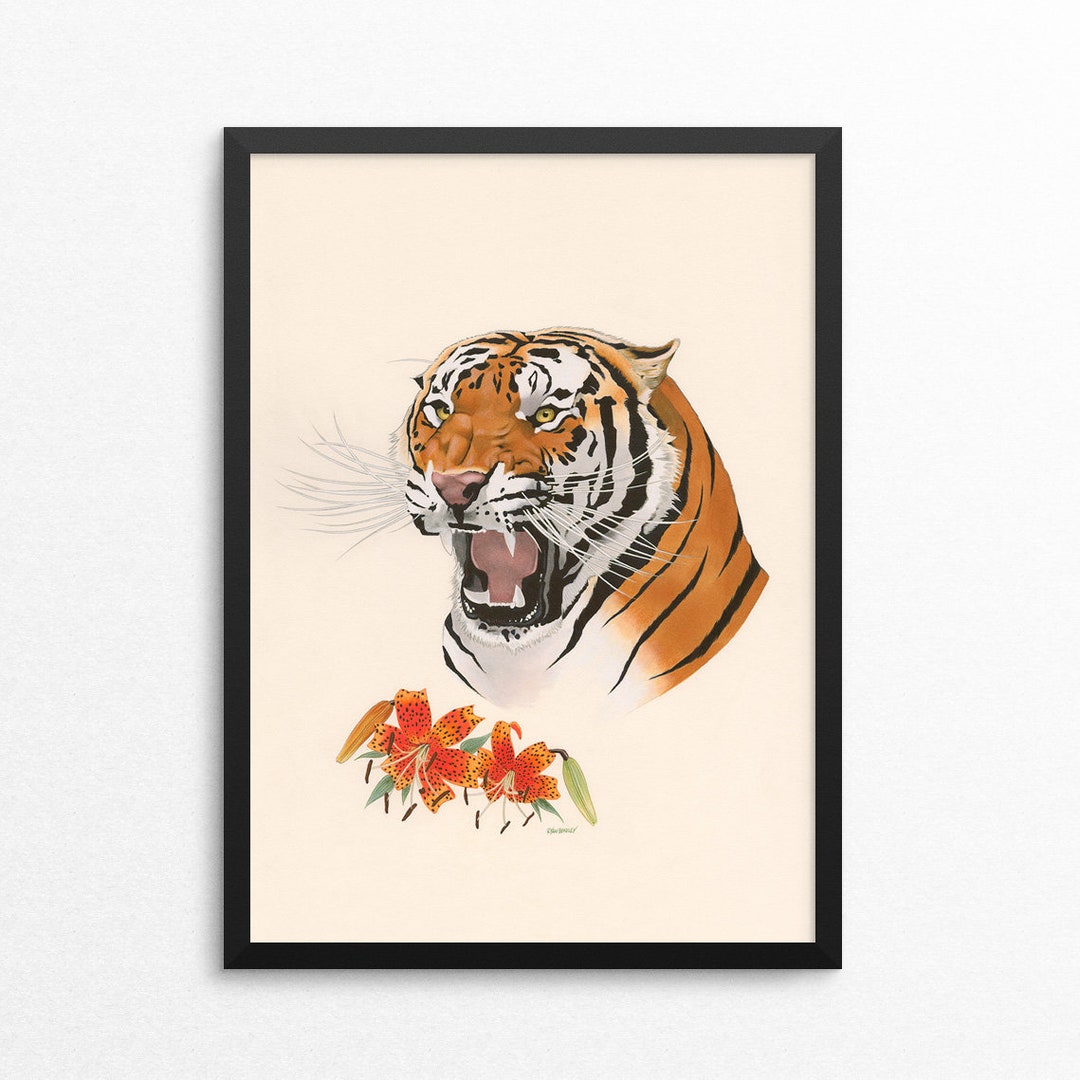 Tiger / Tiger Lily Naked Animals Print Nature