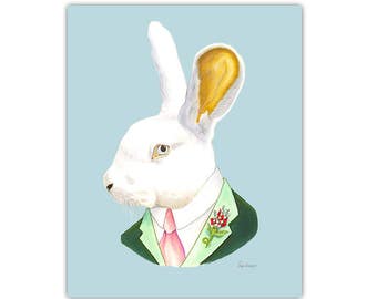 White Rabbit print 5x7