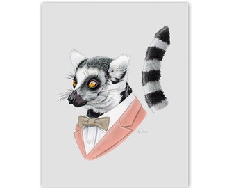 Lemur art print - Animals in Clothes - Animal Art - Ryan Berkley Illustration