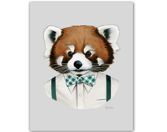 Red panda art print - Modern kid art - Pet Portrait - Animals in Clothes - Animal Art - Modern Decor - Ryan Berkley Illustration 11x14