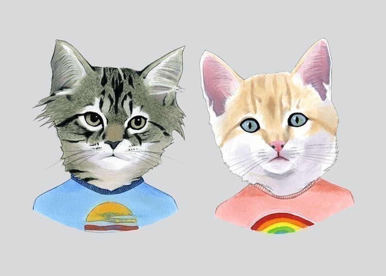 Kittens art print 5x7 image 1
