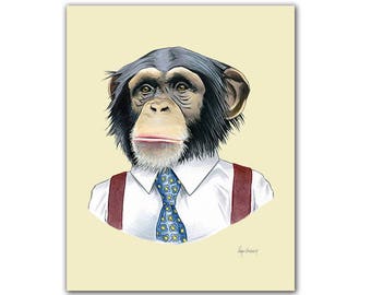 Impresión de arte de chimpancés 5x7