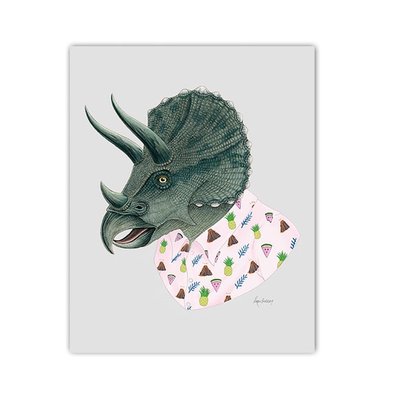 Triceratops Dinosaur Facts Children/'s Nursery Kids Wall Art Print
