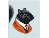Black Squirrel art print 8x10