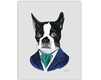Boston Terrier Dog art print by Ryan Berkley 8x10