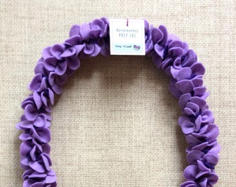 Handcrafted Felt Lei - Plumeria style lilac PS-08