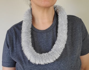 Handcrafted Sparkle Lei / Necklace - Silver