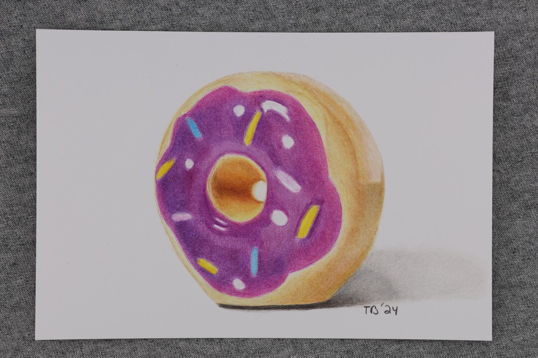Donut Original Colored Pencil Drawing - Etsy