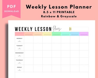 lesson plan template, weekly lesson planner, printable planner, homeschool planner, PDF file, lesson plan sheet, Goodnotes lesson planner,