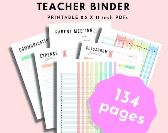 Printable Teacher Planner Homeschool Planner Teacher Calendar Academic Planner Lesson Plan Communication Log Attendance Sheet k-12
