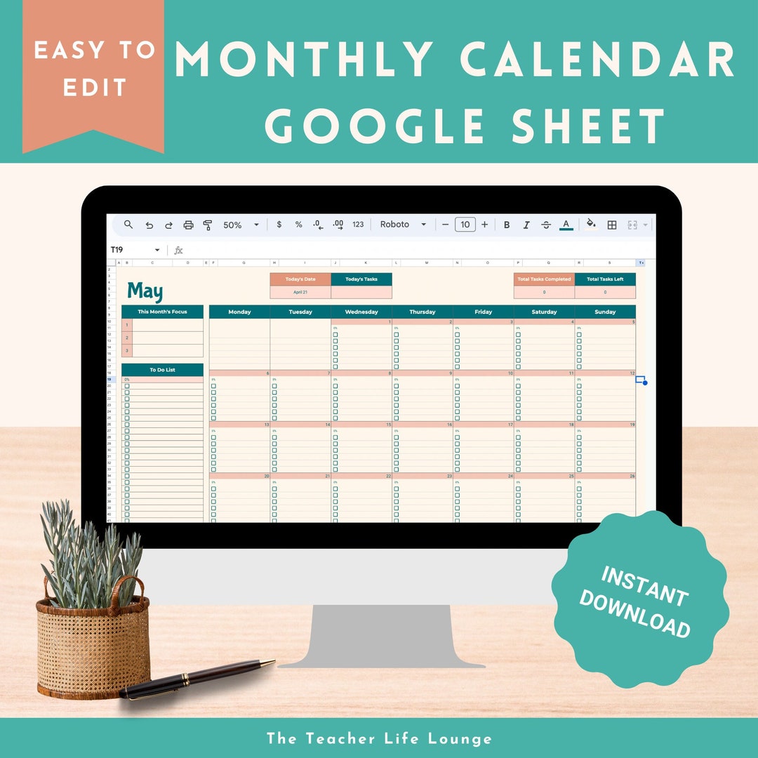 Google Sheets Digital Calendar Todo List to Do List Academic Planner
