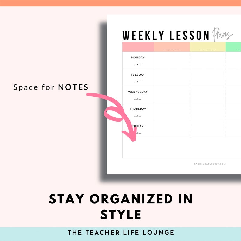 lesson plan template, weekly lesson planner, printable planner, homeschool planner, PDF file, lesson plan sheet, Goodnotes lesson planner, image 5