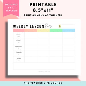 lesson plan template, weekly lesson planner, printable planner, homeschool planner, PDF file, lesson plan sheet, Goodnotes lesson planner, image 3
