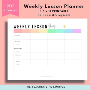 lesson plan template, weekly lesson planner, printable planner, homeschool planner, PDF file, lesson plan sheet, Goodnotes lesson planner, image 1