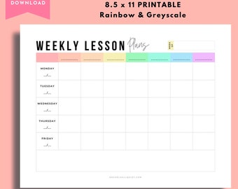 lesson plan template, weekly lesson planner, printable planner, homeschool planner, PDF file, lesson plan sheet, Goodnotes lesson planner,