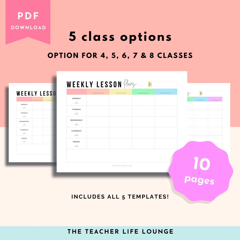 lesson plan template, weekly lesson planner, printable planner, homeschool planner, PDF file, lesson plan sheet, Goodnotes lesson planner, image 2