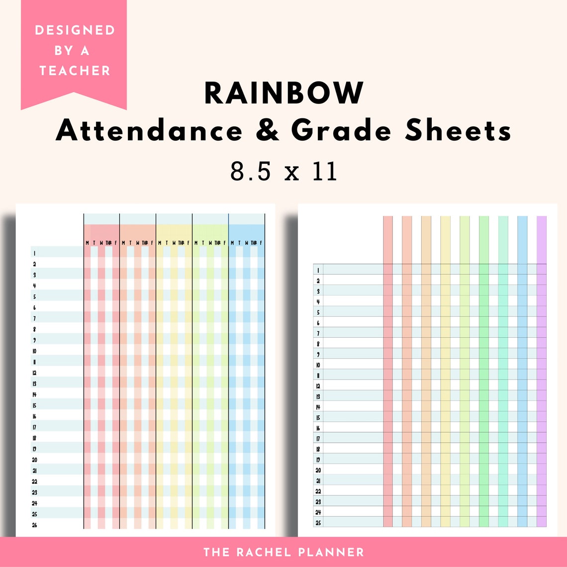 Printable Teacher Grade Book and Attendance Sheet Grade Sheet - Etsy