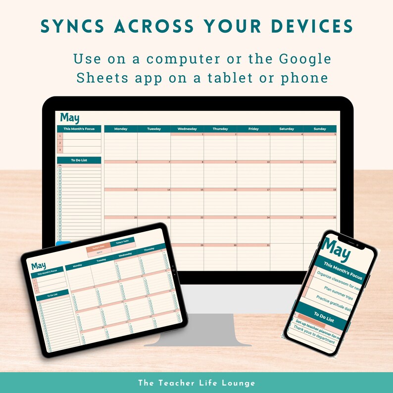 Google Sheets Digital Calendar Todo List to Do List Academic Planner