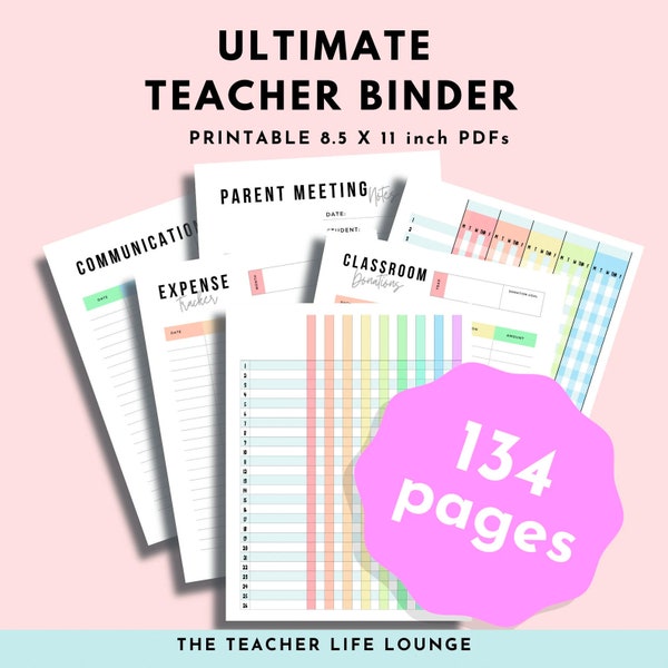 Ultimate MEGA Teacher Binder Planner, Printable Teacher Binder BUNDLE, PDF teacher planner, Classroom organization, Homeschool Planner, K-12
