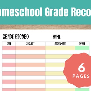 Printable Homeschool Grade Book, Grade Sheet PDF, Instant Download ...