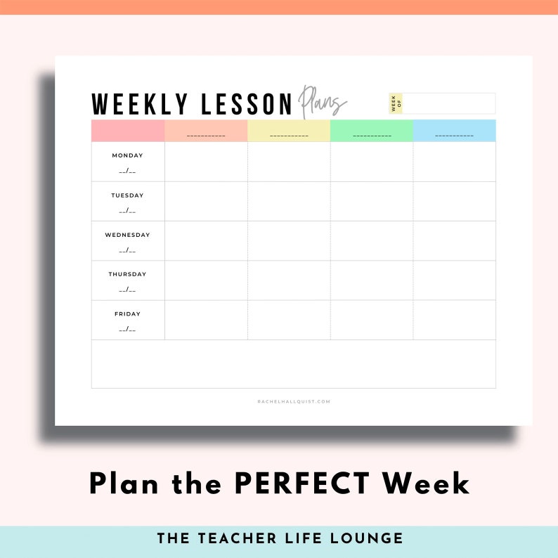 lesson plan template, weekly lesson planner, printable planner, homeschool planner, PDF file, lesson plan sheet, Goodnotes lesson planner, image 4