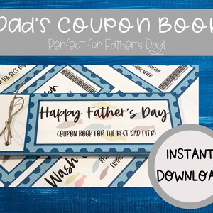 Father&#39;s Day Coupon Book, Printable, Download, Instant Download, Father&#39;s Day, Father&#39;s Day Gift, Fathers Day Gift from Kids, Fathers Day