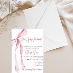 Tying The Knot Bow Bridal Shower Invitation | Bow Bridal Shower Invitation | Personalized Bridal Shower Invitation