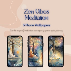 Meditation Phone Wallpapers Lockscreen, Zen Vibes, Inner Peace, Divine Universe Digital Download, Spiritual Zen Art Design