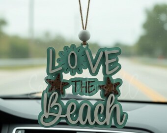 Love the Beach Wooden Car Charm, Handmade