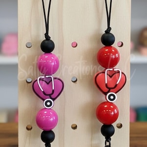 Beaded Stethoscope Freshie Hanger: Heart, Medical