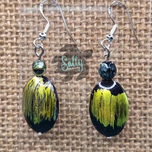 Yellow Marble Print / Marble Print Earrings / Glass Bead / Acrylic Earrings / Earrings / Gift Ideas / Dangle Earrings / Sterling Silver Hook
