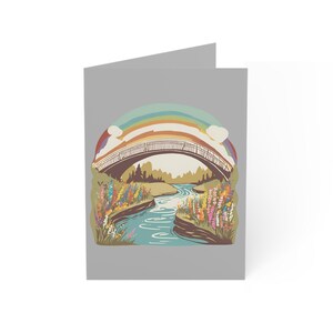 Conjunto de cartões de condolências por perda de animal de estimação, design abstrato de ponte de arco-íris, condolências pacíficas, cartões de nota de luto, cartão pensando em você
