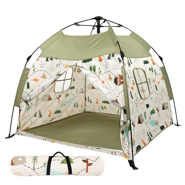 CalRose Kids Play Tent with Matching Picnic Mat- Versatile Indoor & Outdoor Playhouse for 3, 4, 5, 6-Year