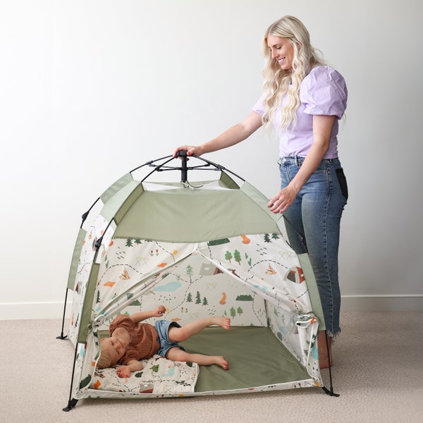 Kids Pop Up Play Tent with Matching Picnic Mat- Versatile Indoor & Outdoor Playhouse For Kids -  Gifts For Kids - Toddler Tent