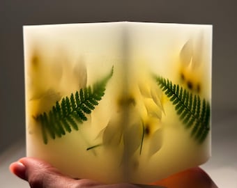 Natural Wax Pillar Candle | Handmade Botanical Candle with Dried Flowers | Clean Burning Wax Candle | Glowing Floral Candle