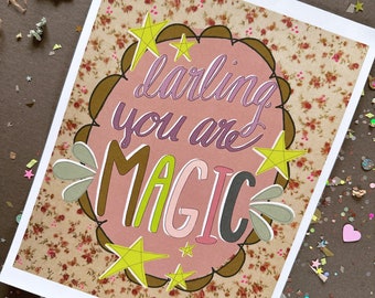 8x10 Darling, You Are Magic Floral Background READY TO SHIP