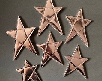 Rose Gold Metallic Star Wall Decor Set of 6 MADE TO ORDER