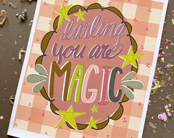 8x10 Darling, You Are Magic Print Plaid Background READY TO SHIP