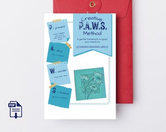 Minizeszyt ćwiczeń metody Creative PAWS | Arkusz ćwiczeń do uważnej sztuki i kreatywności | Pobierz cyfrowy plik PDF dla artystów