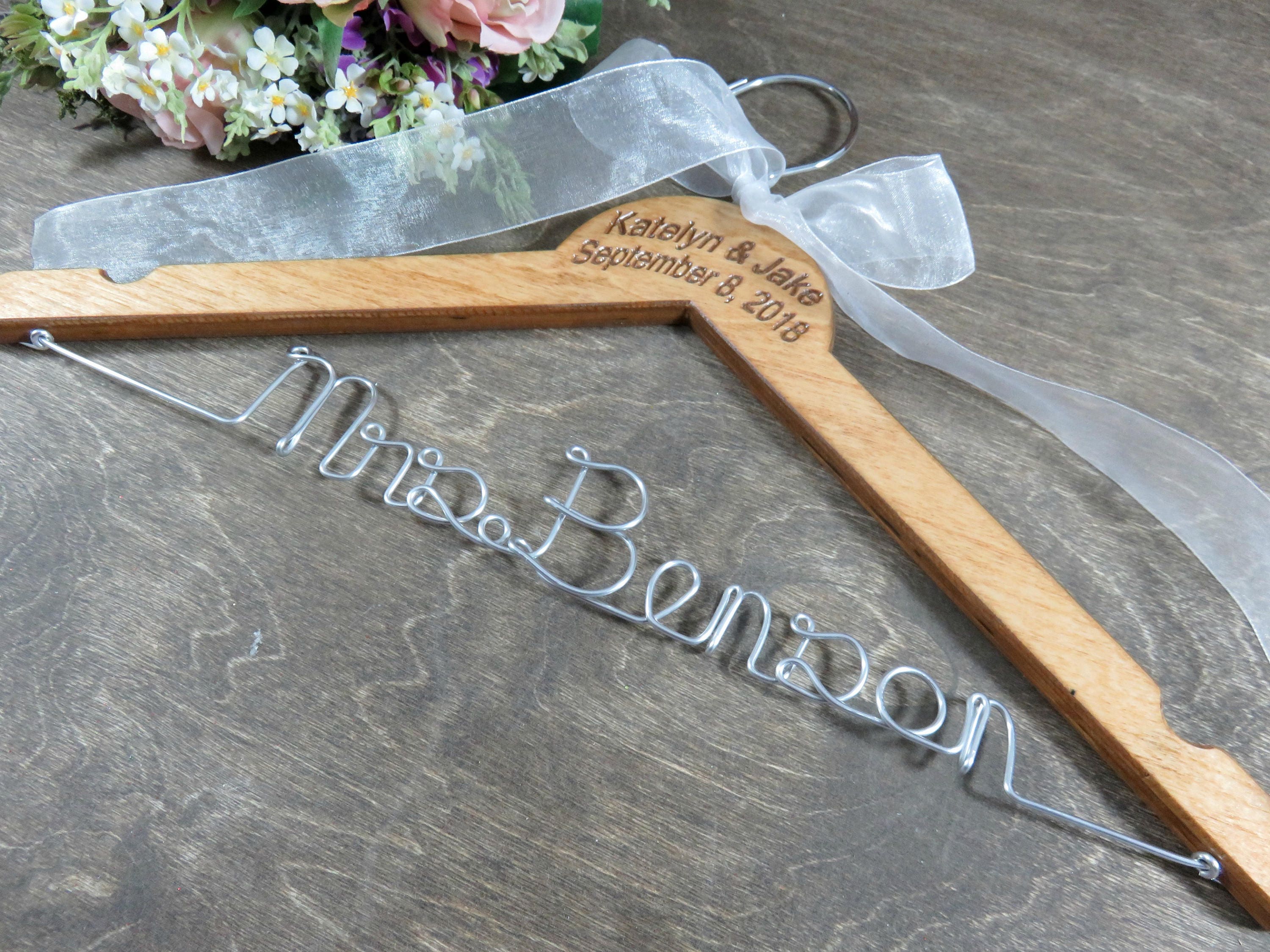Wedding Dress Hanger Engraved Bride Hanger Wire Wedding Etsy