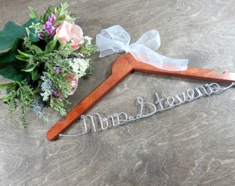 Bridal Name Hanger - Last Name Hanger - Bride Hangers by OriginalBridalHanger - Bridal Coat Hanger - Cute Name Hanger - Original Hanger