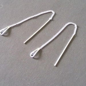 999 Reinsilber Durchziehohrringe, Fädelohrringe mit einem Anhänger in Tropfenform Brautschmuck