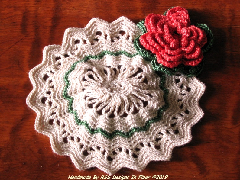 Coral Flower Coasters Set  or Trinket Doily  3D Flower image 0