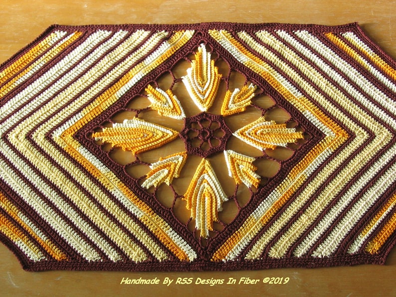 Fall Leaves Chevron Table Runner  Hand-Crocheted Chevron image 0