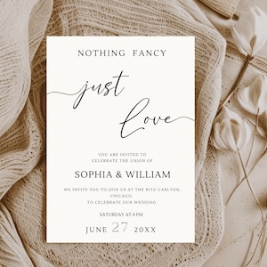 Nothing Fancy Just Love Invitation, Minimalist Wedding Invite, Elopement Reception Invite, Modern Reception Invitation, Email Invite, #005