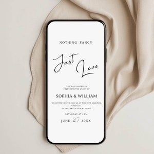 Convite eletrônico simples para casamento, convite fácil para iPhone para seu dia especial, convite moderno para recepção, convite editável para fuga, #009/1