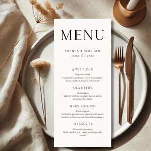 Minimale bruiloftsmenusjabloon - klassiek dinermenu downloaden - elegant bruiloftsmenu - formeel evenement en menuhuwelijk - #021